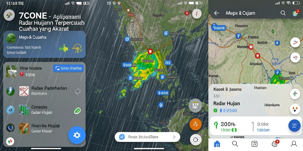 Antarmuka aplikasi 7CONE dengan fitur radar hujan yang jelas dan mudah dibaca.