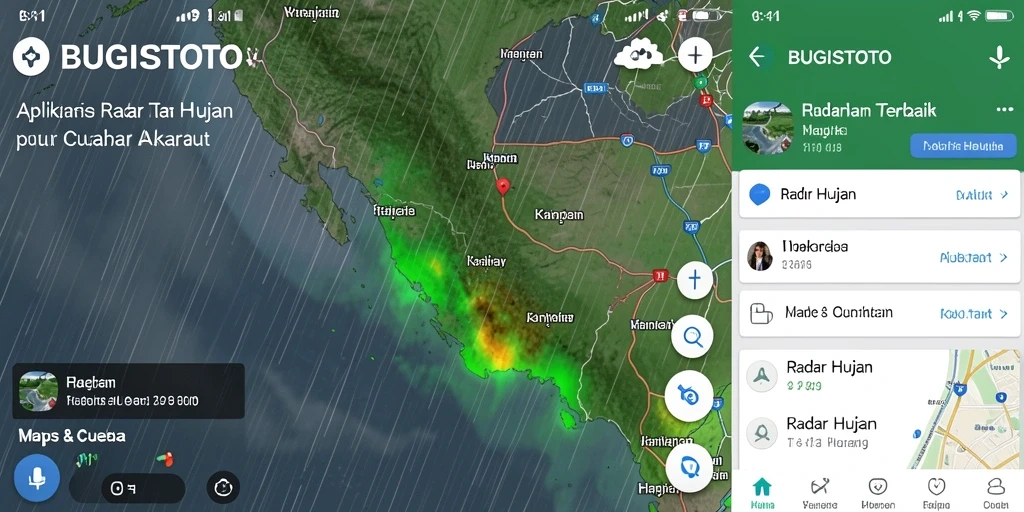 Tampilan antarmuka aplikasi BUGISTOTO dengan data radar hujan.