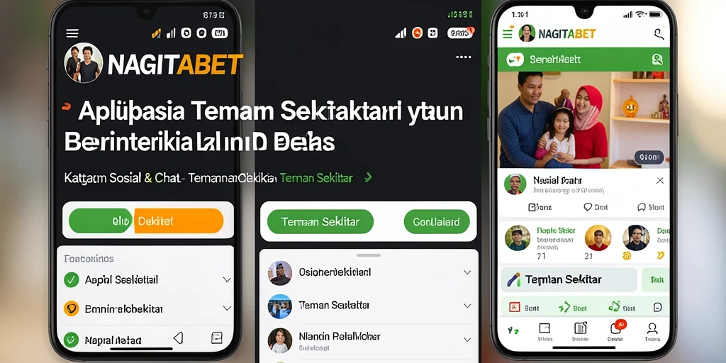 Antarmuka menarik dari aplikasi NAGITABET untuk menemukan teman baru.