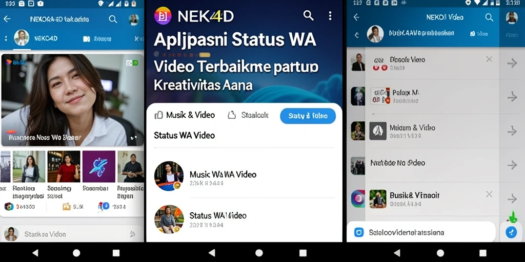 Tampilan antarmuka aplikasi NEKO4D untuk Status WA Video yang menarik dan mudah digunakan.